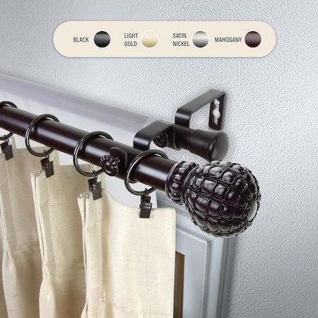 Central Design 1 in. Velia Double Curtain Rod with 48 to 84 in. Extension, Mahogany 100-05-486-D